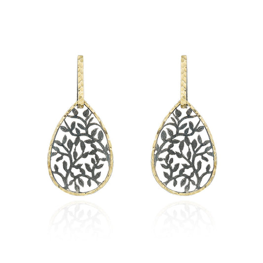 Brincos Styliano Flores em Prata 925 e Ouro 9k - Ourivesaria Catita